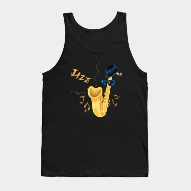 Jazz and Saxophone Tank Top by Imou designs